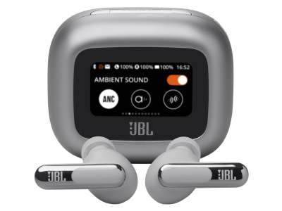 JBL Live Beam 3 True Wireless Noise-Cancelling Earbuds in Silver - JBLLIVEBEAM3SILAM